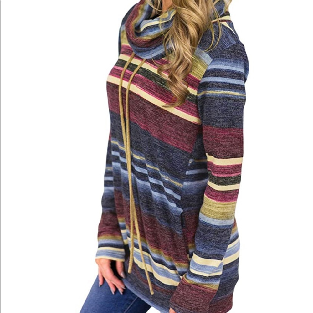 Woman long sleeve sweatshirts top with pocket - Picture 3 of 4